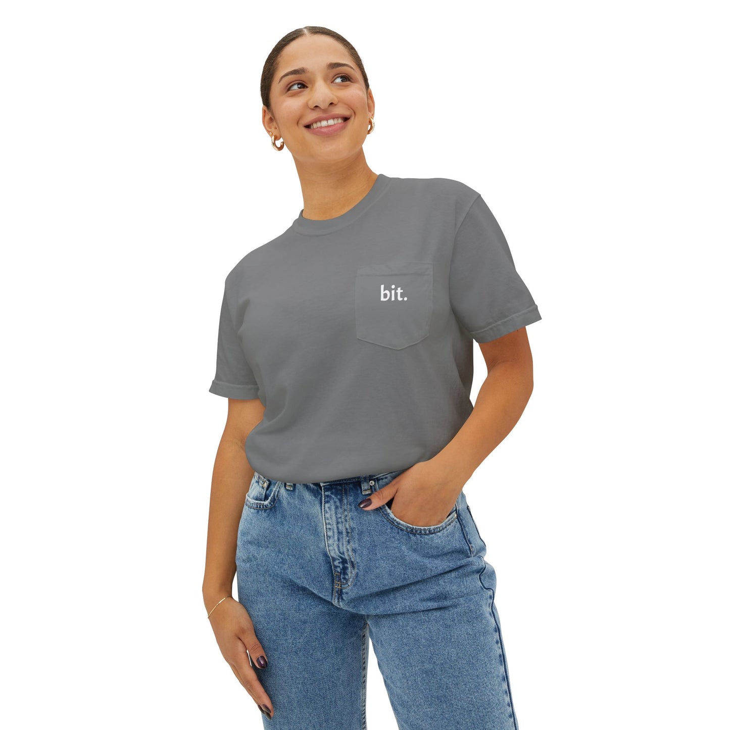 stay humble, stack sats. pocket t-shirt