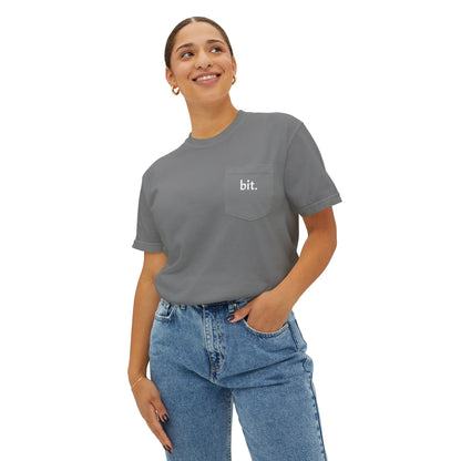 stay humble, stack sats. pocket t-shirt