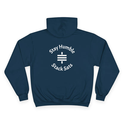 stay humble, stack sats. champion hoodie